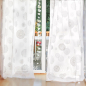 Preview: Gardine Rami 145-245cm hoch, weiß bestickt und weiß-silber bedruckt 145cm breit
