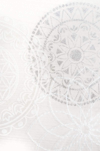 Gardine Rami 145-245cm hoch, weiß bestickt und weiß-silber bedruckt 145cm breit